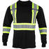 Reflective Tape Safety T-Shirt W/ Pocket & Dual Mic Tab | Front side | Safety black