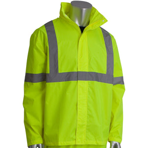 Waterproof Class 3 Reflective Tape Safety Rain Jacket | Safety yellow