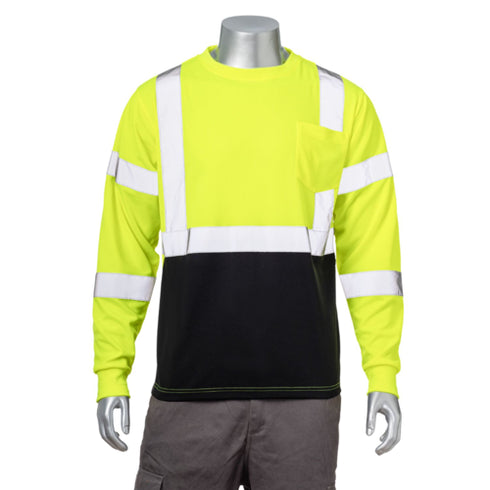 Class 3 Polyester Reflective Tape Safety T-Shirt W/ Pocket | Front side | Safety yellow