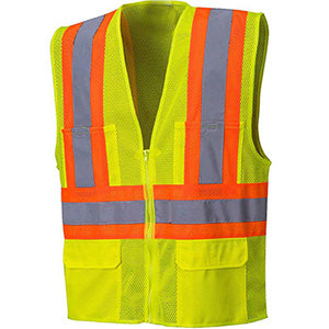 Class 2 Polyester Two Tone Reflective Tape Safety Vest | Safety yellow