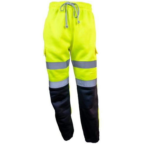 Hi Vis Safety Color Block Sweatpants Reflective Joggers | Safety yellow