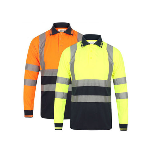 Class 3 Color Block Reflective Tape Safety Polo Shirt