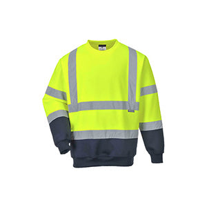 Class 3 Color Block Reflective Safety Sweatshirt | Safety yellow