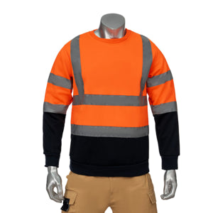 Class 3 Color Block Reflective Safety Sweatshirt | Safety orange