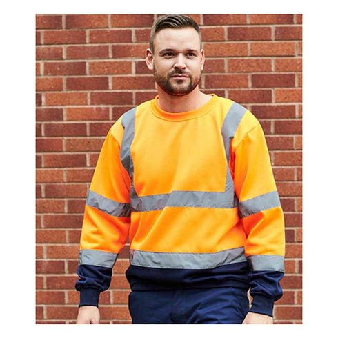 Class 3 Color Block Reflective Safety Sweatshirt | Safety orange