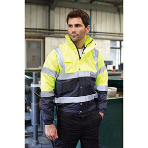 Class 3 Color Block Reflective Tape Safety Bomber Jacket – customtshirtb
