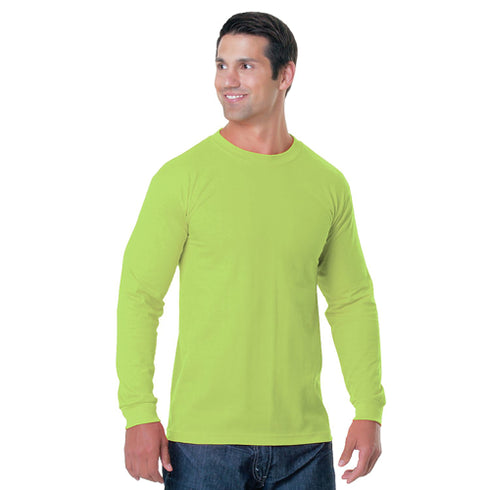USA Made Poly-Cotton Non-ANSI Safety Long Sleeve T-Shirt | Safety yellow