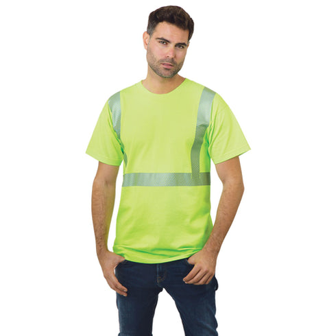 Class 2 Poly-Cotton USA Made Segmented Safety T-Shirt | Safety yellow