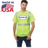 USA Made 100% Cotton Segmented Class 2 Safety T-Shirt | Safety yellow