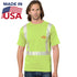 USA Made Class 2 Poly-Cotton Segmented Safety T-Shirt With Pocket | Safety yellow