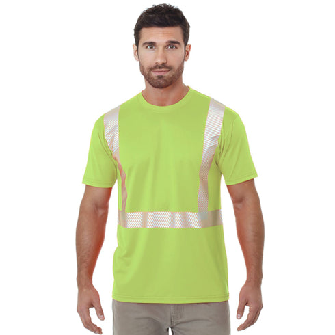 Class 2 Segmented USA Made Polyester Safety T-Shirt | Safety yellow