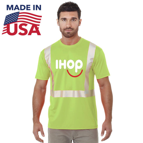 Class 2 Segmented USA Made Polyester Safety T-Shirt | Safety yellow