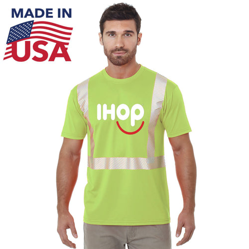 Class 2 Segmented USA Made Polyester Safety T-Shirt | Safety yellow