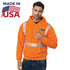 USA Made Class 2 Pre-Shrunk Segmented Safety Pullover Hoodie | Safety orange