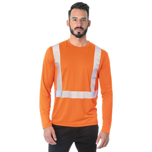 USA Made Class 2 Polyester Safety Long Sleeve T-Shirt | Safety yellow