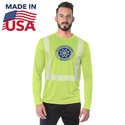 USA Made Class 2 Polyester Safety Long Sleeve T-Shirt | Safety yellow