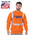 USA Made Class 2 Pre-Shrunk Segmented Tape Safety Sweatshirt | Safety orange