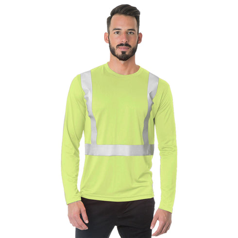 USA Made Class 2 Segmented Safety Long Sleeve T-Shirt | Safety yellow