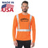 USA Made Class 2 Segmented Safety Long Sleeve T-Shirt | Safety orange