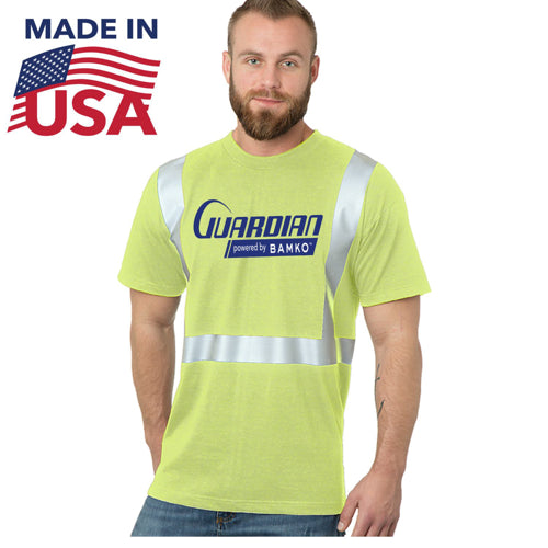 USA Made 100% Cotton Class 2 Safety T-Shirt | Safety yellow