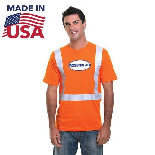 USA Made 100% Polyester Class 2 Safety T-Shirt | Safety orange