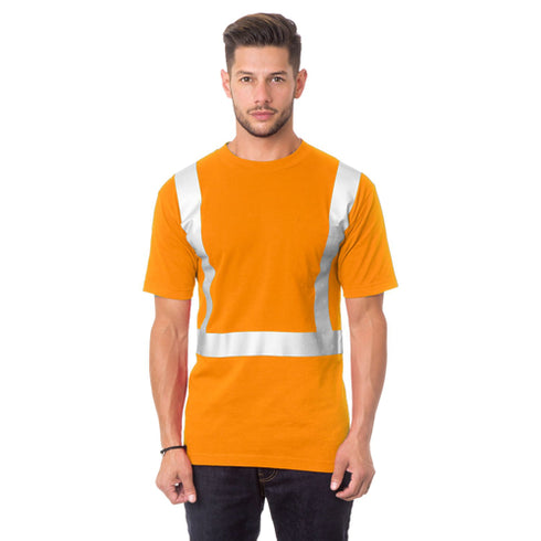Class 2 Poly-Cotton USA Made Safety T-Shirt With Pocket | Safety orange