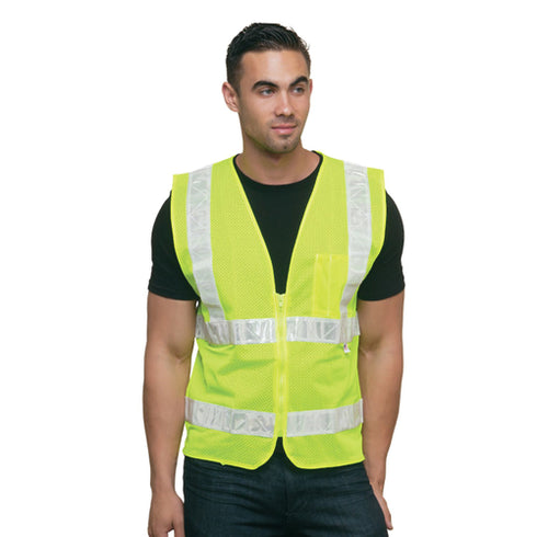 USA Made ANSI Class 2 Mesh Safety Vest With Pockets | Safety yellow