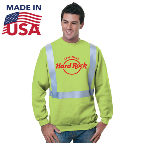 USA-Made Pre-Shrunk Class 2 Safety Sweatshirt | Safety yellow