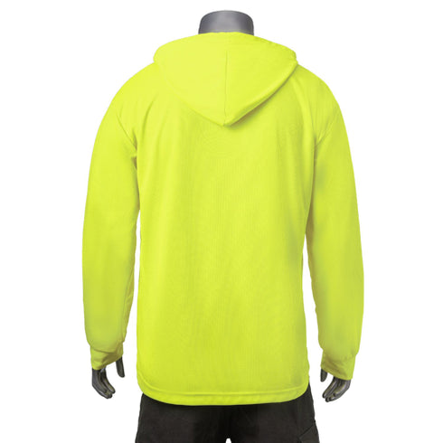 Hi Viz Non-ANSI Long Sleeve Hooded Safety T-Shirt | Safety yellow