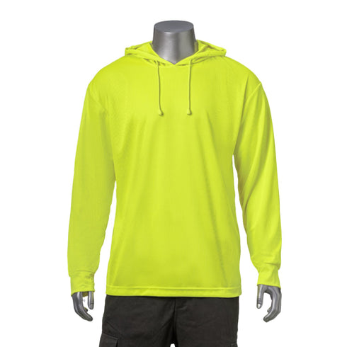 Hi Viz Non-ANSI Long Sleeve Hooded Safety T-Shirt | Safety yellow