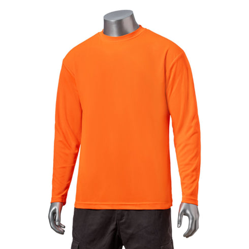 Non-ANSI Birdseye Mesh Safety Long Sleeve T-Shirt | Safety orange
