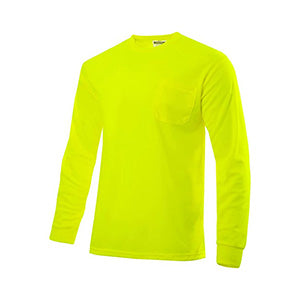 Non-ANSI Safety Workwear High Viz Long Sleeve T-Shirt W/ Pocket | Safety yellow