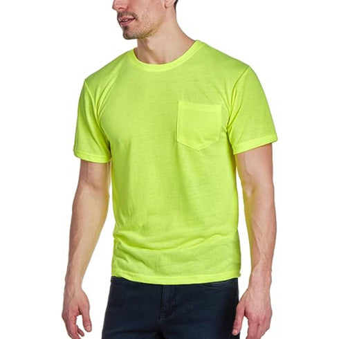 Hi Vis Non-ANSI 170gsm Cotton Knitted Safety T-Shirt W/ Pocket | Safety yellow