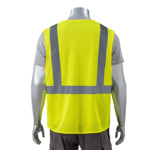Reflective Tape Safety Zipper Vest With Pocket | Reflective Tape Safety Zipper Vest With Pocket | Safety Yellow |Back Side