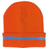 Reflective Stripe Knitted Cuffed Safety Winter Beanie | Safety Orange