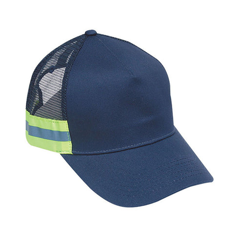 Hi-Vis Two Tone Reflective Trim Cap Mesh Back Safety Baseball Hat | Safety blue