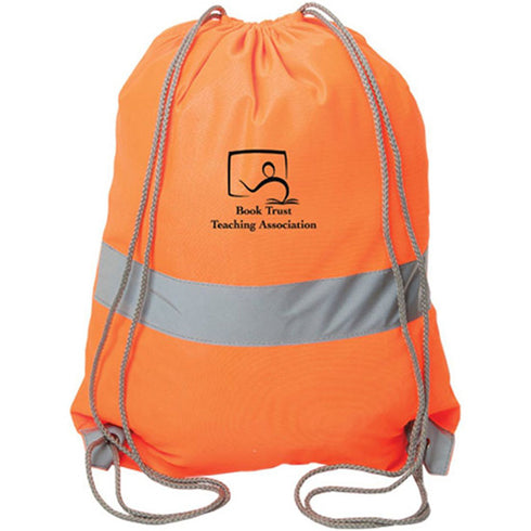 Hi Vis Cinch Sports Bag Reflective Drawstring Backpack | Safety orange