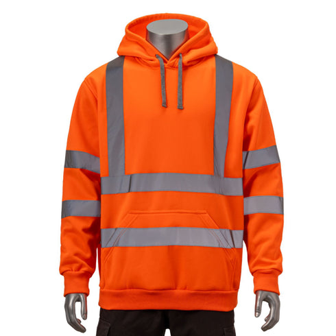 Class 3 Safety Hoodie With Kangaroo Pocket | Front side | Safety orange