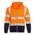 Color Block Reflective Tape Safety Zipper Hoodie With Kangaroo Pocket | Safety orange