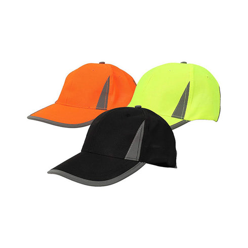 High Viz Reflective Safety Baseball Cap w/ Hook & Loop Strap