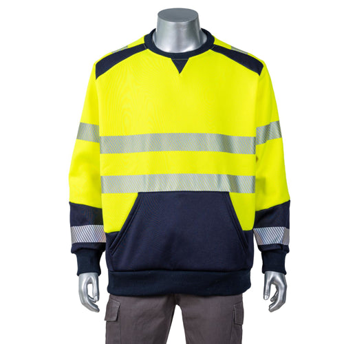 Excavator Class 3 Color Block Safety Sweatshirt With Segmented Tape And Kangaroo Pocket