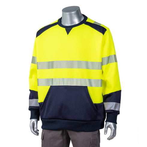 Excavator Class 3 Color Block Safety Sweatshirt With Segmented Tape And Kangaroo Pocket