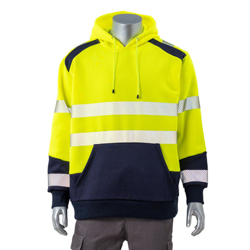 Excavator Class 3 Color Block Safety Hoodie With Segmented Tape And Kangaroo Pocket