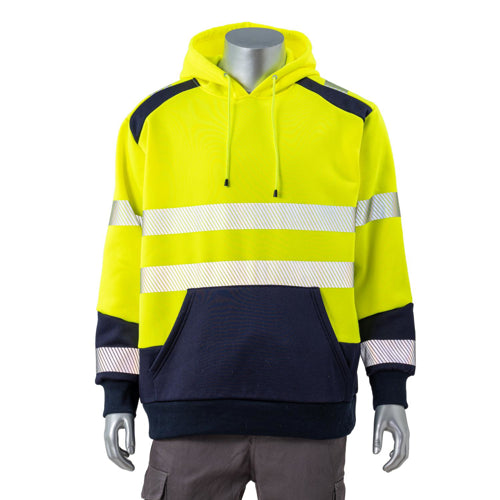 Excavator Class 3 Color Block Safety Hoodie With Segmented Tape And Kangaroo Pocket