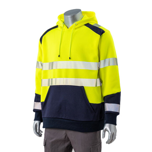 Excavator Class 3 Color Block Safety Hoodie With Segmented Tape And Kangaroo Pocket