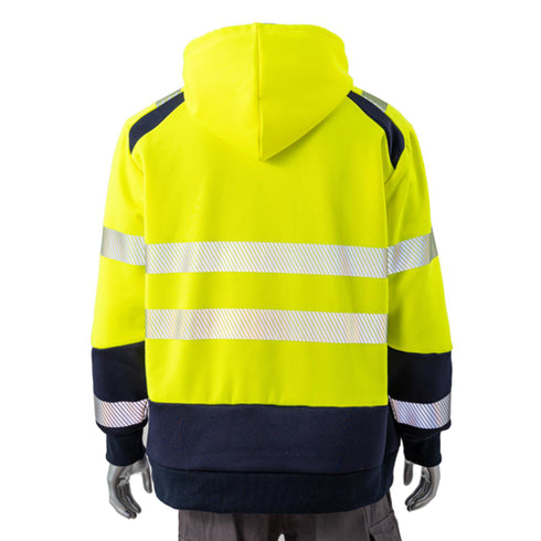 Excavator Class 3 Color Block Safety Hoodie With Segmented Tape And Kangaroo Pocket