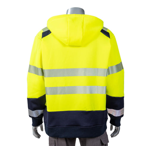 Excavator Class 3 Color Block Safety Zipper Hoodie With Segmented Tape And Kangaroo Pocket