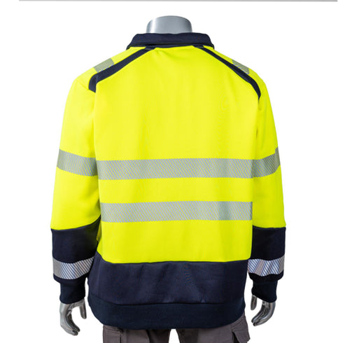 Excavator Class 3 Color Block Safety 1/4 Zipper With Segmented Tape And Kangaroo Pocket