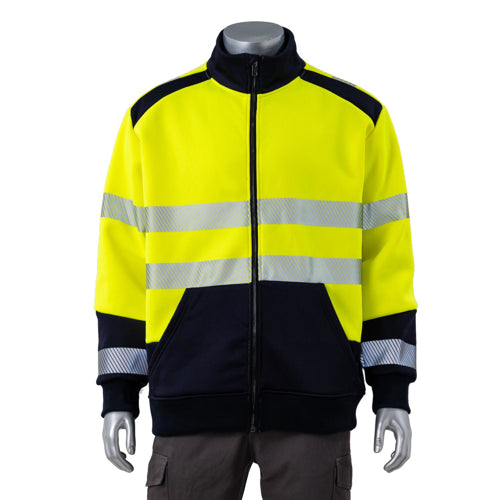 Excavator Class 3 Segmented Safety Sweatshirt And Kangaroo Pocket | Safety yellow
