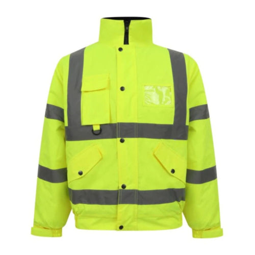 Class 3 Heavy Duty Waterproof Safety Bomber Jacket With Hood | Safety yellow